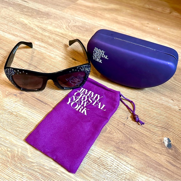 Vintage Jimmy Crystal New York Black Cat Eye Sunglasses - EUC - So Glamorous! - Picture 4 of 9